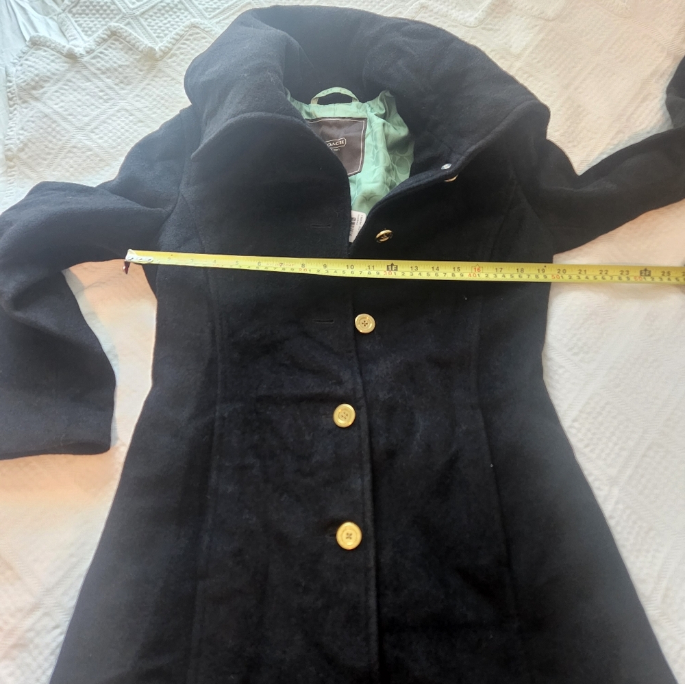 Coach Black Trench Coat with Gold Buttons - Picture 8 of 11